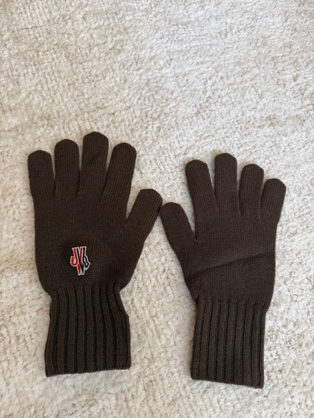 Moncler Brown Gloves with Logo